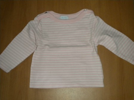 Tee-shirt rayé rose et blanc (REF 18V12)